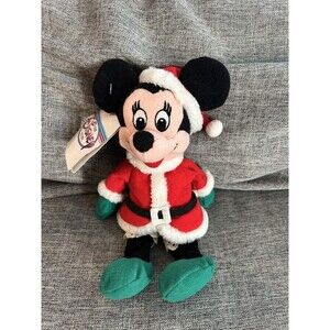 Disney Store Mini Bean Bag Plush Santa Minnie 7” Minnie Mouse Christmas